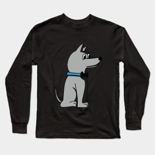 grey dog with papillon Long Sleeve T-Shirt